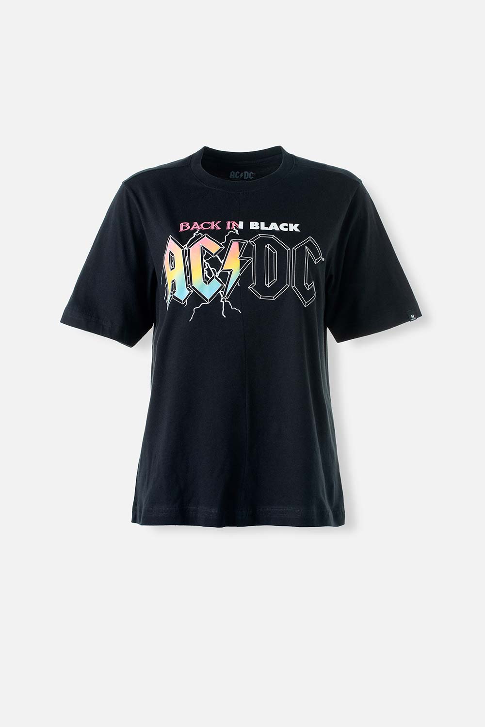Camiseta de AC/DC negra manga corta para mujer L-0