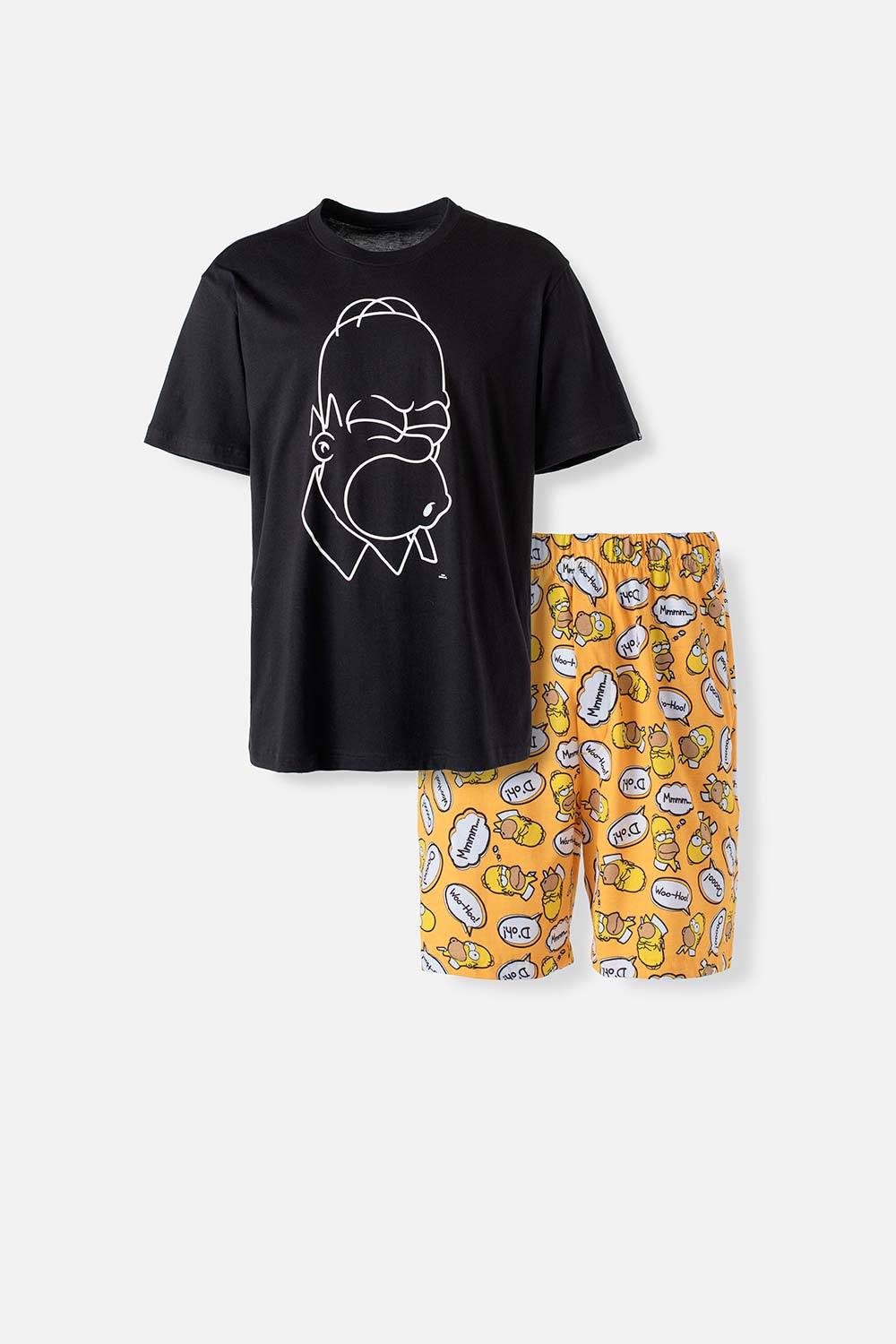 Pijama de Los Simpson negra y amarilla con pantalón corto para hombre S-0